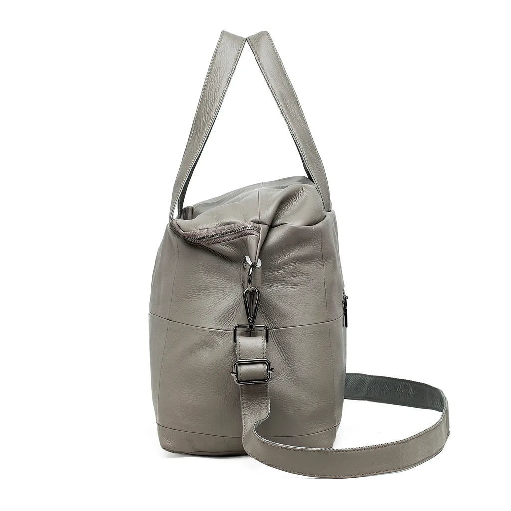 Gray shoulder bag with a strap