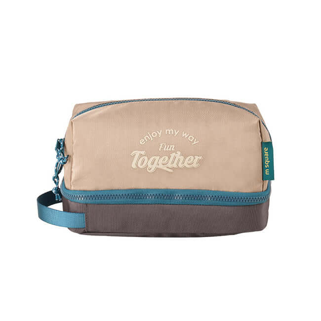 grey compact toiletry bag ideal for wet and dry storage.