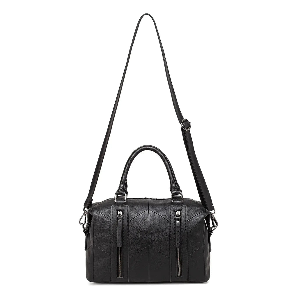 Multifunction leather handbag for shoulder, crossbody or hand carry