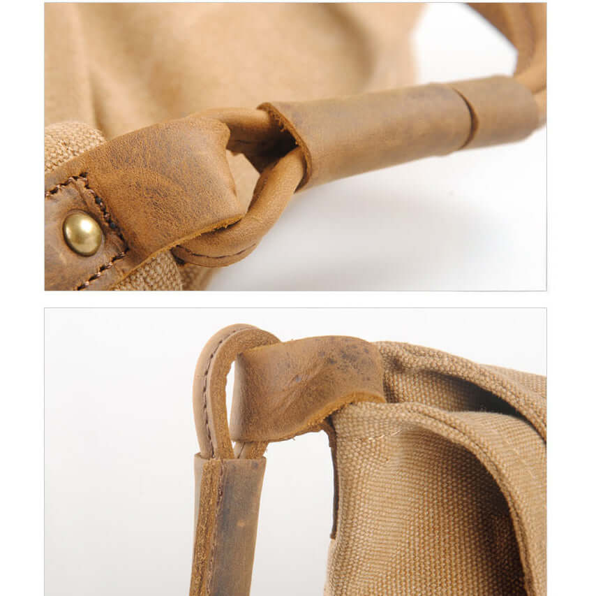 khaki canvas shoulder bag interior
