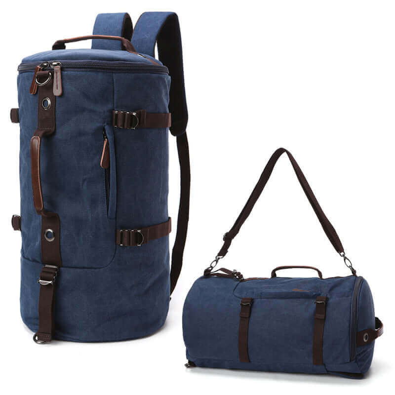 Large 39L capacity canvas duffle backpack, designed for everyday use and travel.