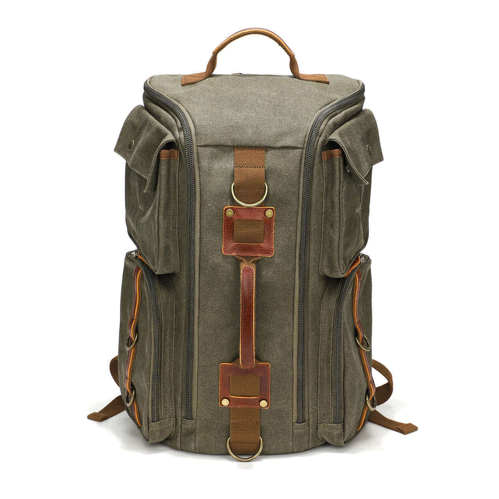 Large capacity canvas backpack ideal for outdoor and school use