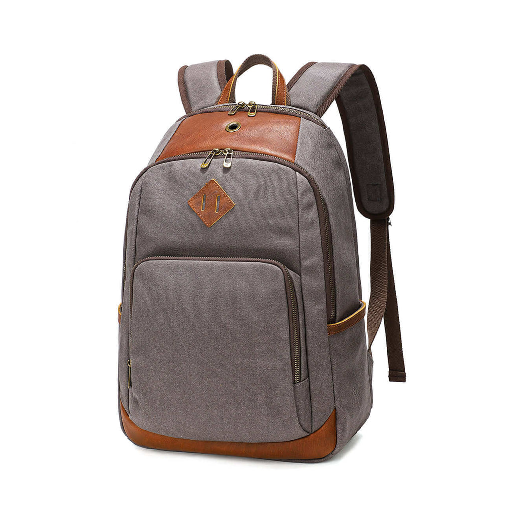 Large capacity canvas backpack for daily use, with multiple compartments.