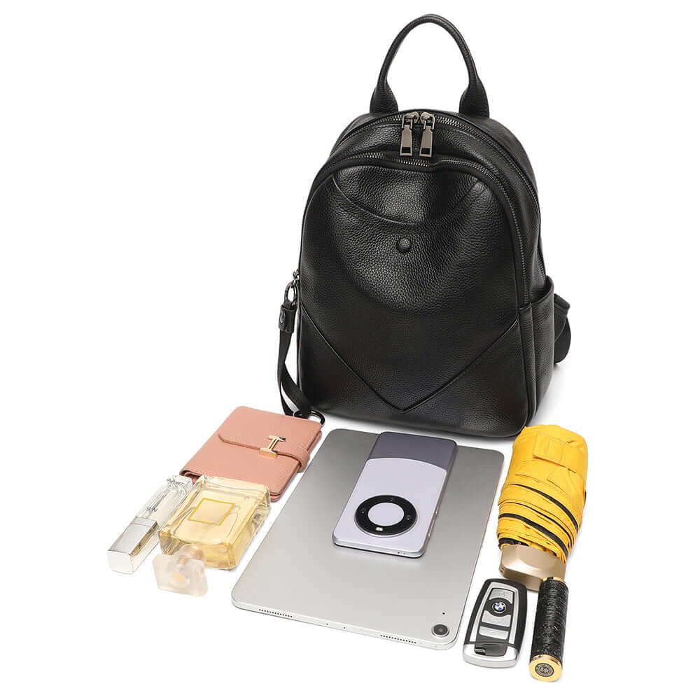 Capacity display of small leather backpack