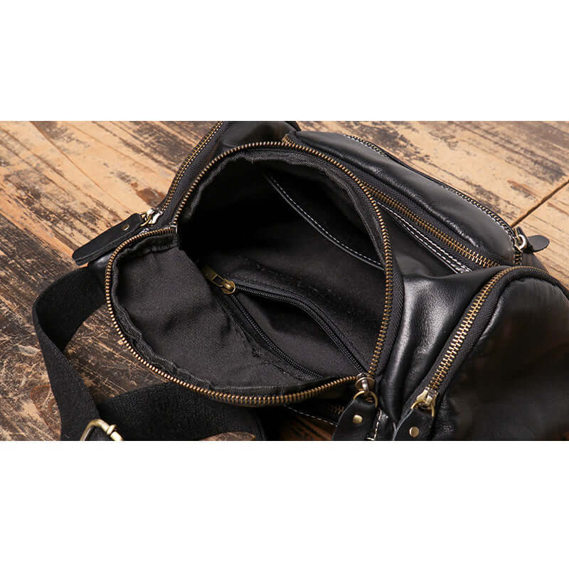 inner structure of multi-pocket men’s leather crossbody bag