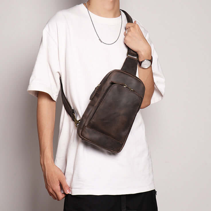Leather chest bag ideal for everyday carry