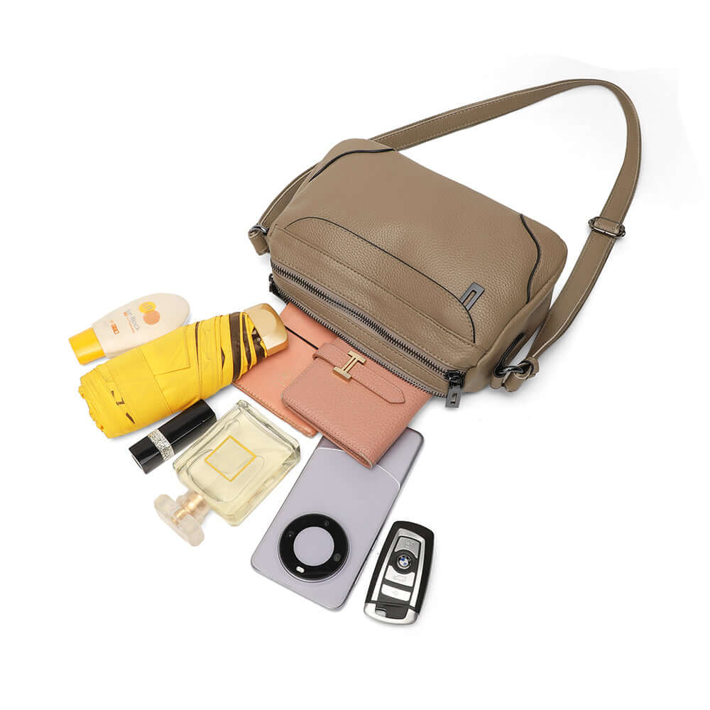 Interior capacity display with daily essentials inside