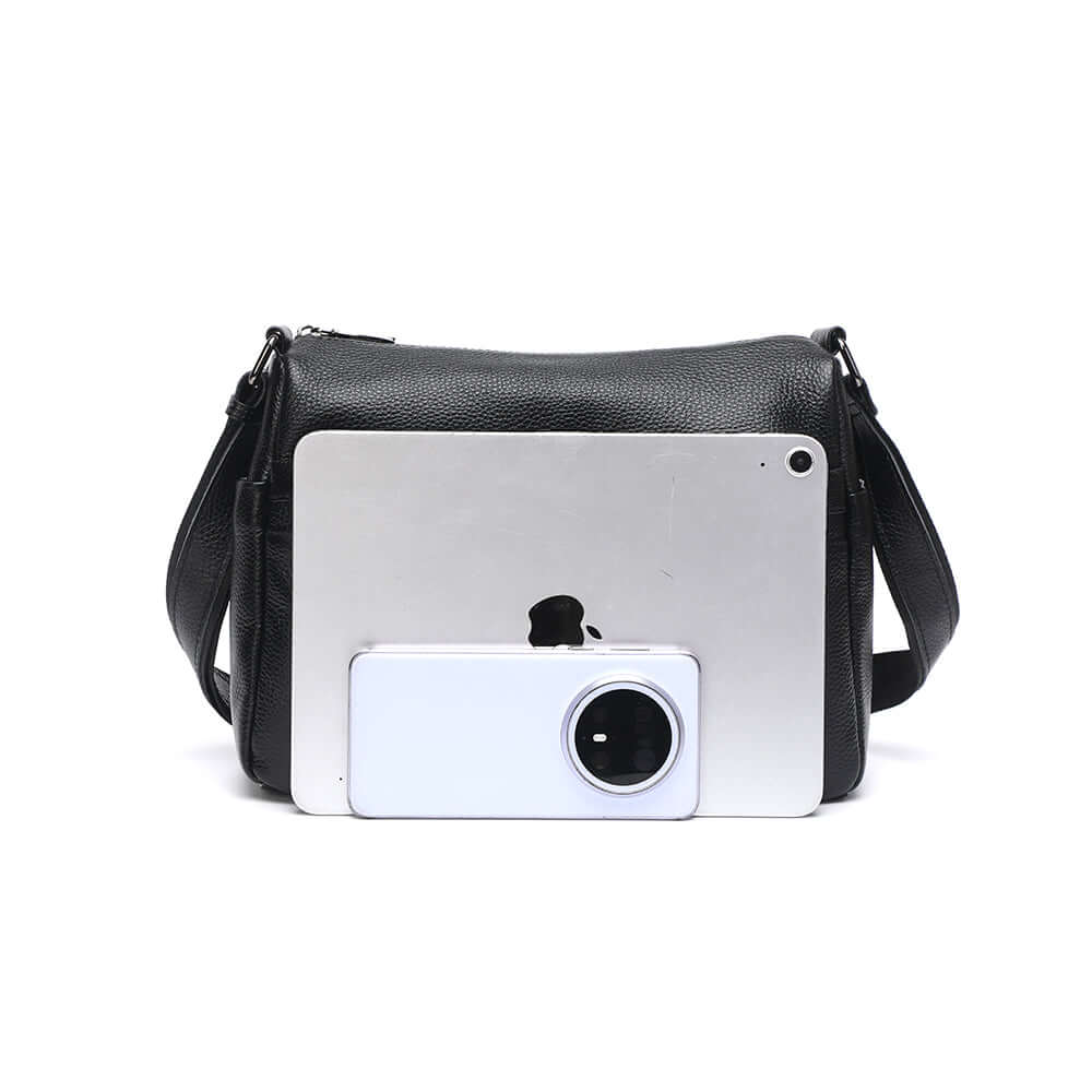 Size comparison of leather crossbody bags