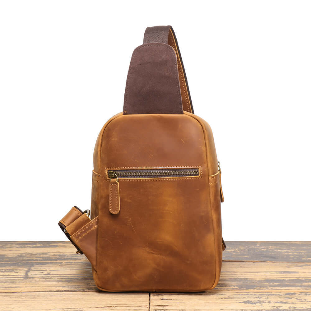 The leather crossbody bag shown on the back