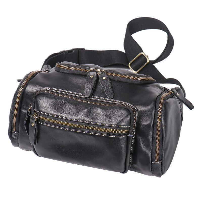 men’s leather multi-way crossbody waist bag front view