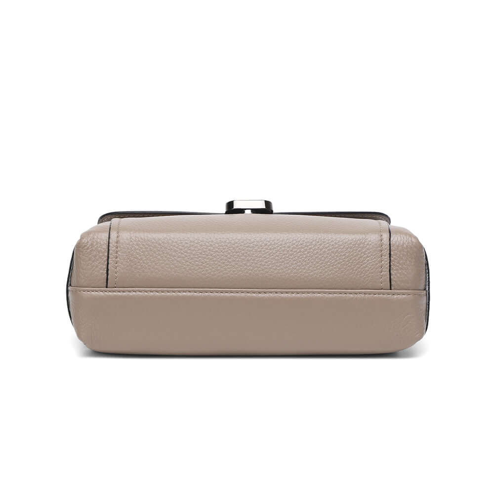 Bottom view of the leather flap shoudler bag