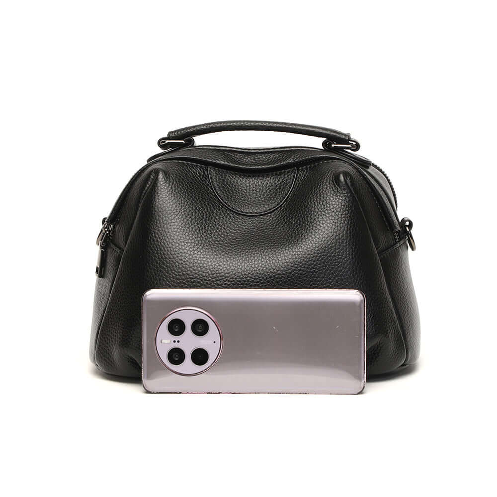 Size reference of black leather handbag