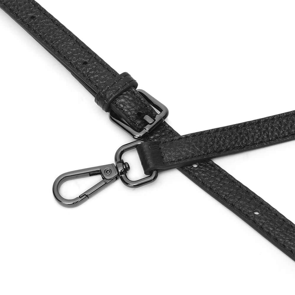 Detachable long strap and metal clasps closeup