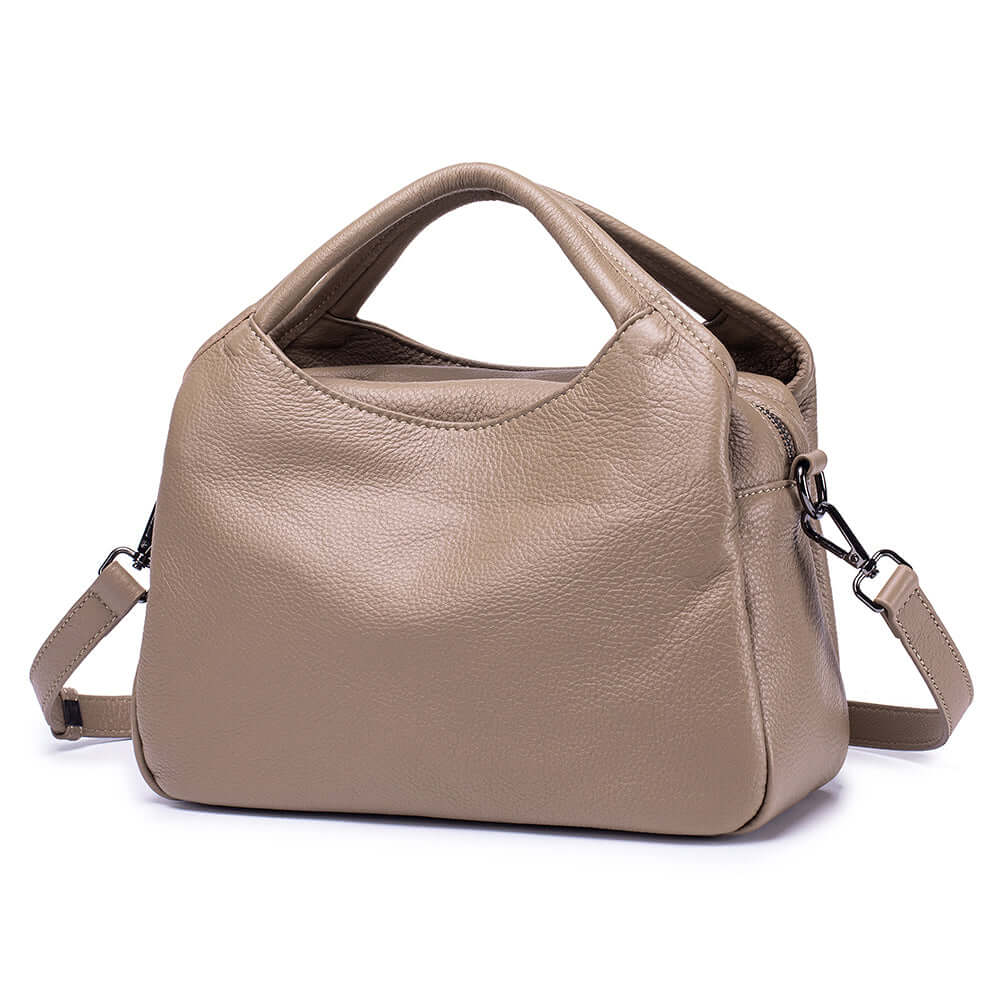 apricot leather shoulder bag front view