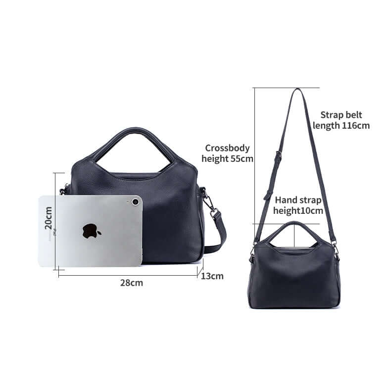 leather shoulder bag size comparison with iPad
