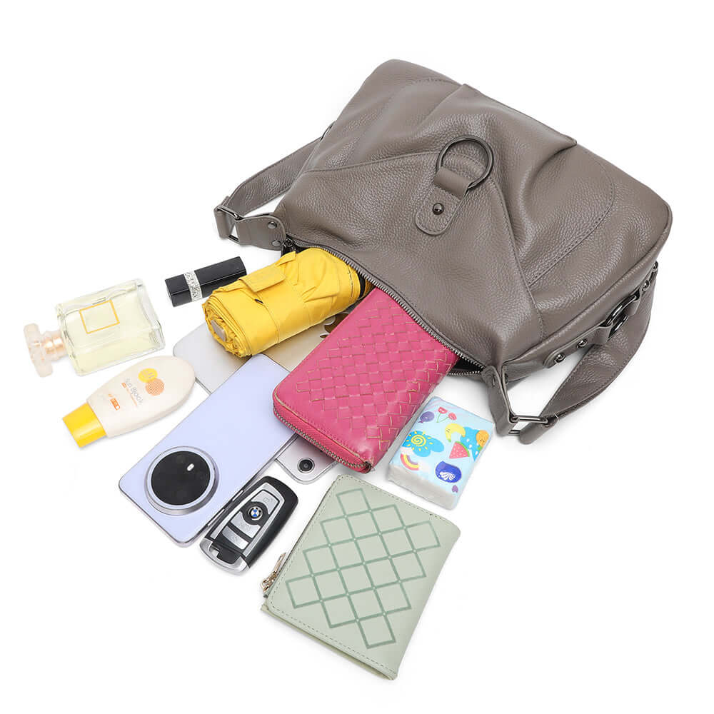 Spacious interior of the leather shoulder crossbody