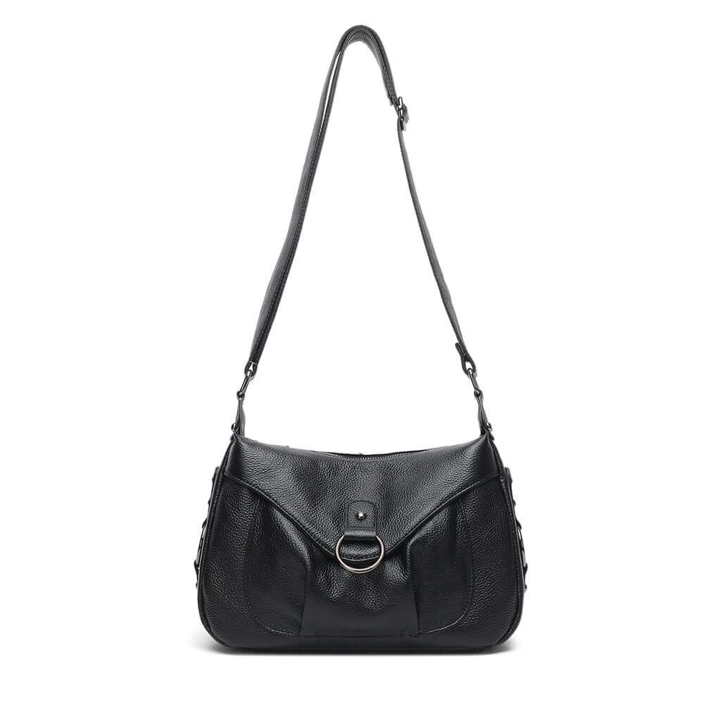 Shoulder bag with adjustable strap shown upright