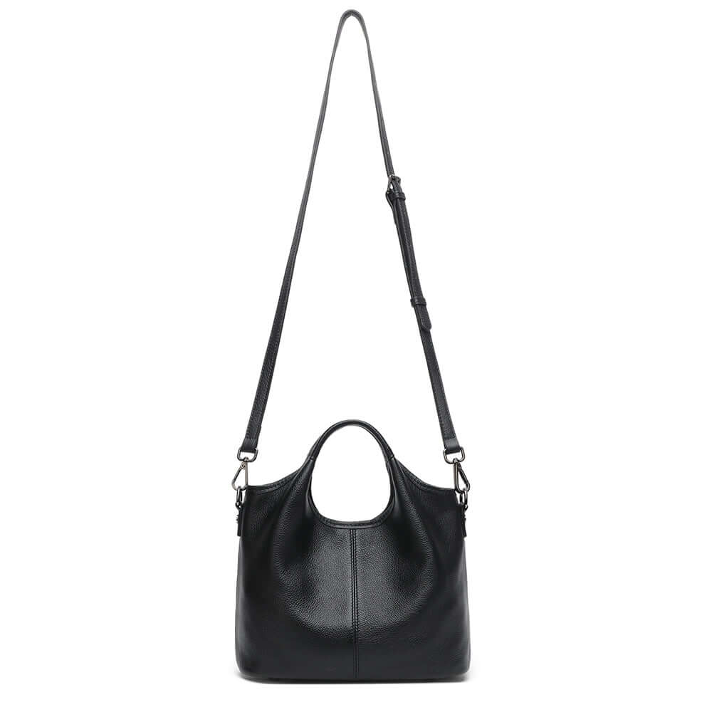 Women’s leather handbag with long shoulder strap