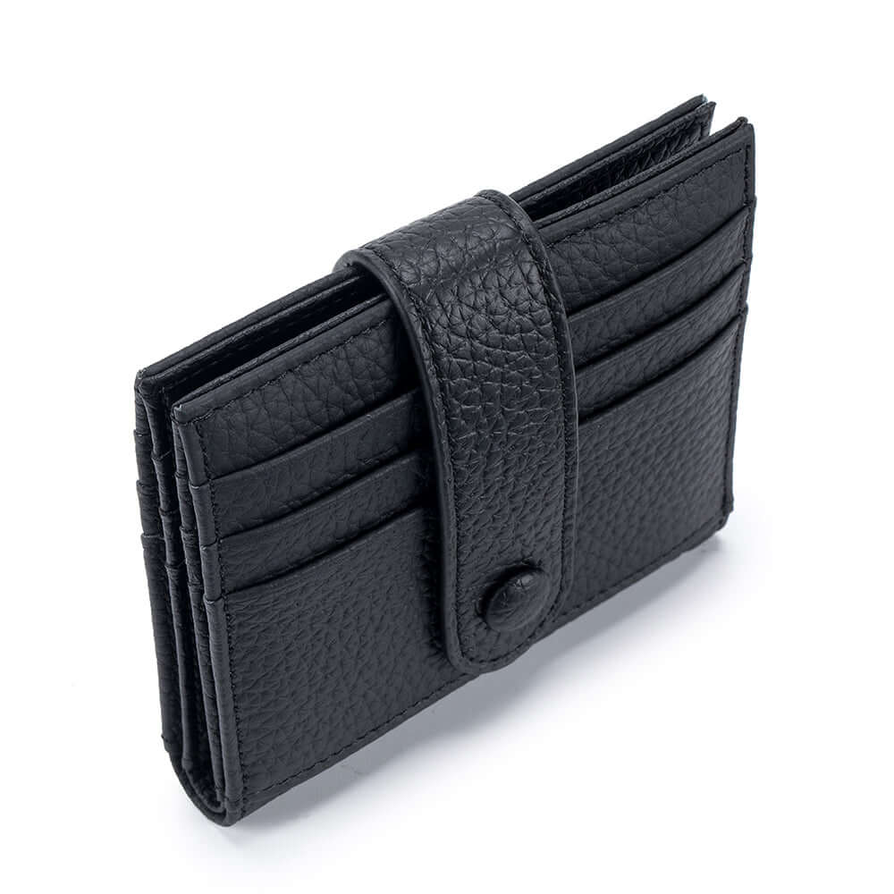 Minimalist design black slim leather card holder wallet
