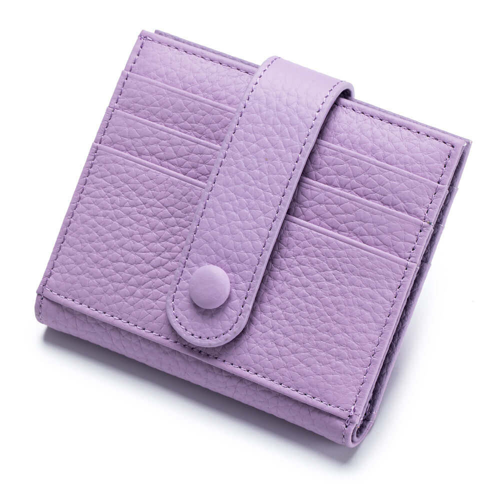 Purple slim leather card holder wallet for women