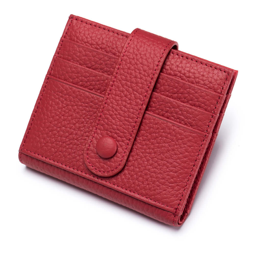 Red slim leather wallet for women – card holder design