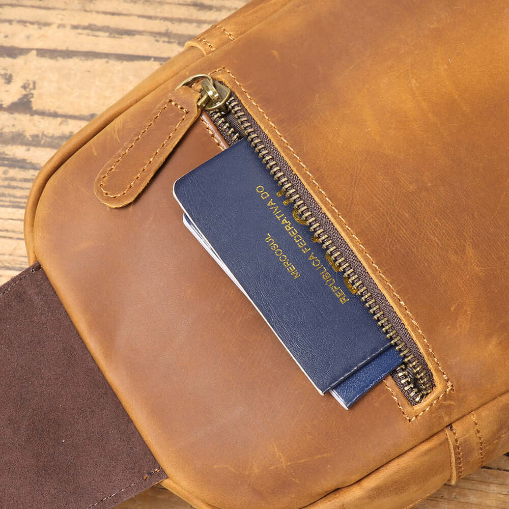 men’s sling bag rear zip pocket design