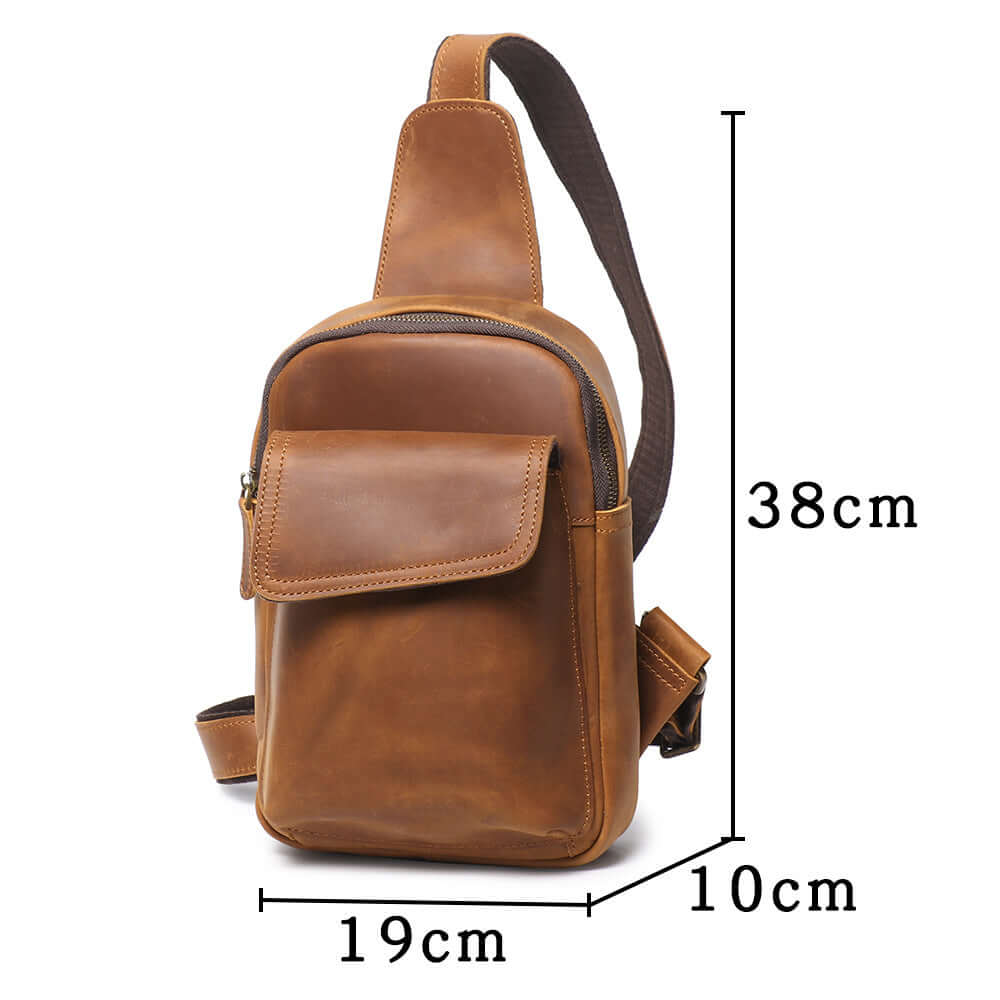 leather sling bag size measurement chart