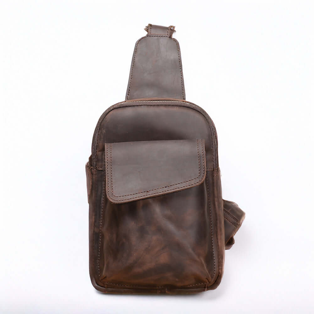 vintage coffee leather crossbody sling bag