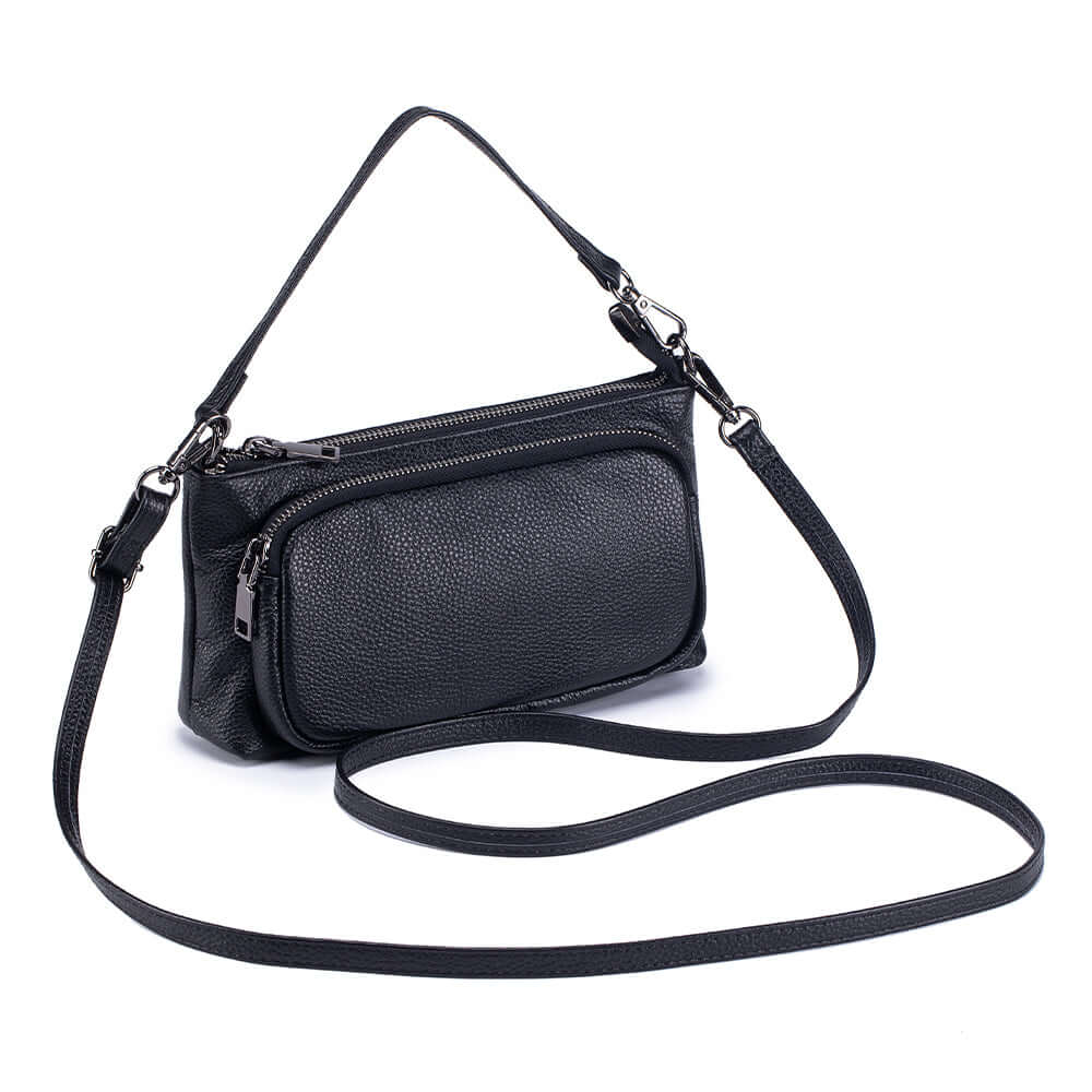 Removable straps leather small crossbody handbag