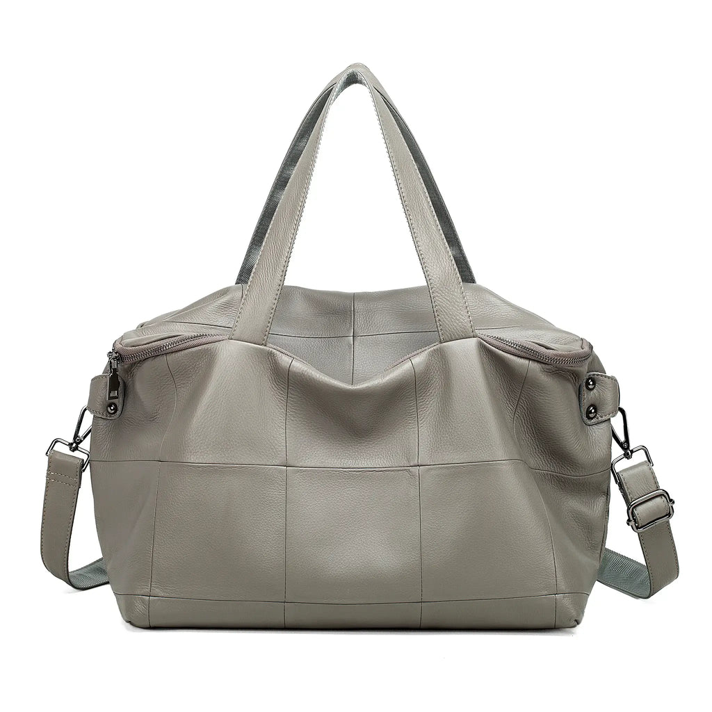 Leather tote bag styled for daily work or errands