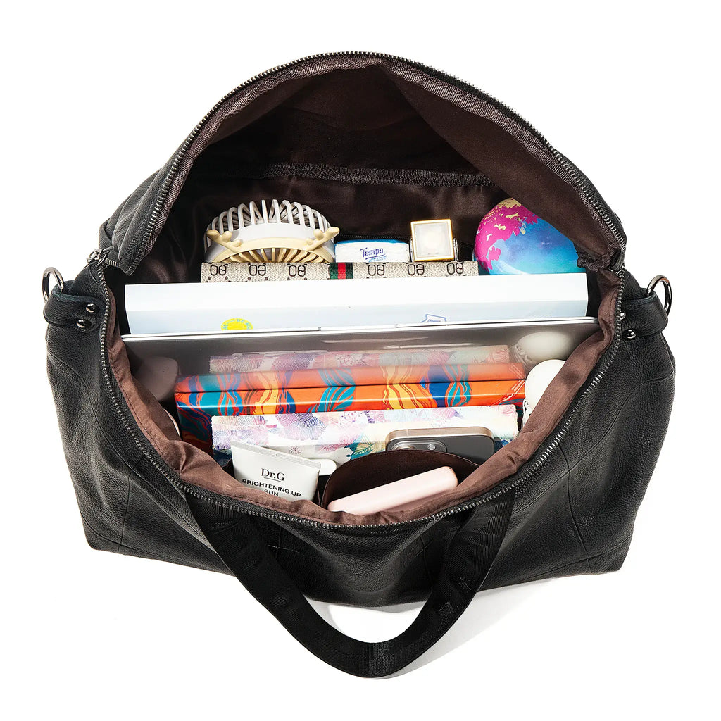 Inner structure of large leather tote bag