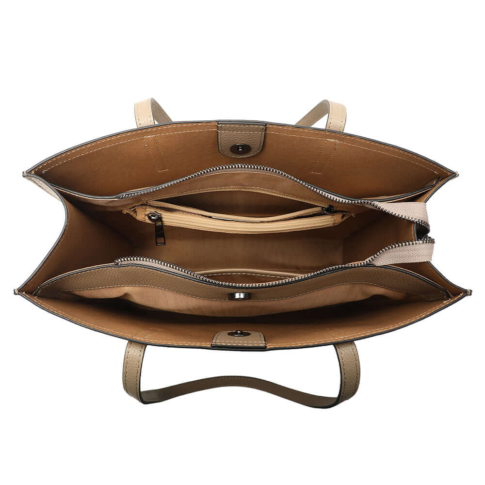 Interior compartments of tote bag