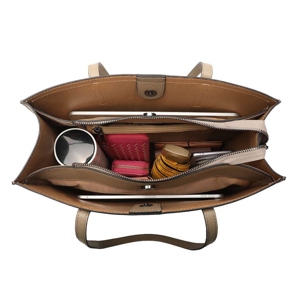 Organised storage in tote bag