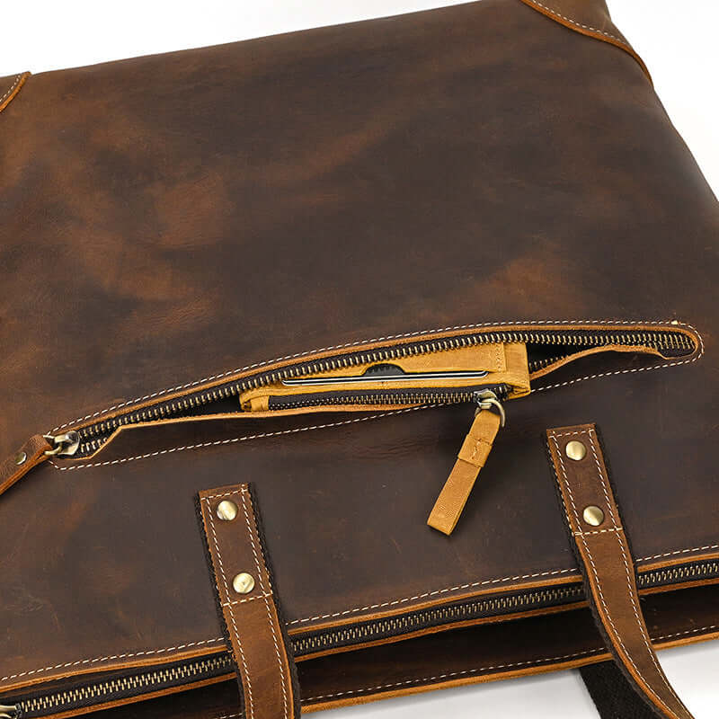 Textured Crazy Horse leather close-up