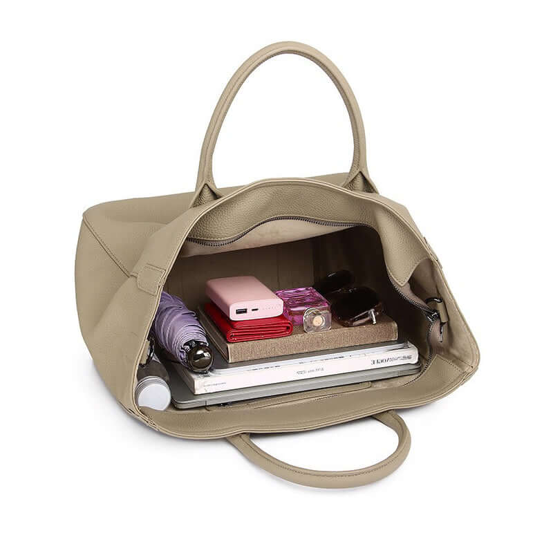 large capacity leather tote handbag fits laptop books and essentials NZ