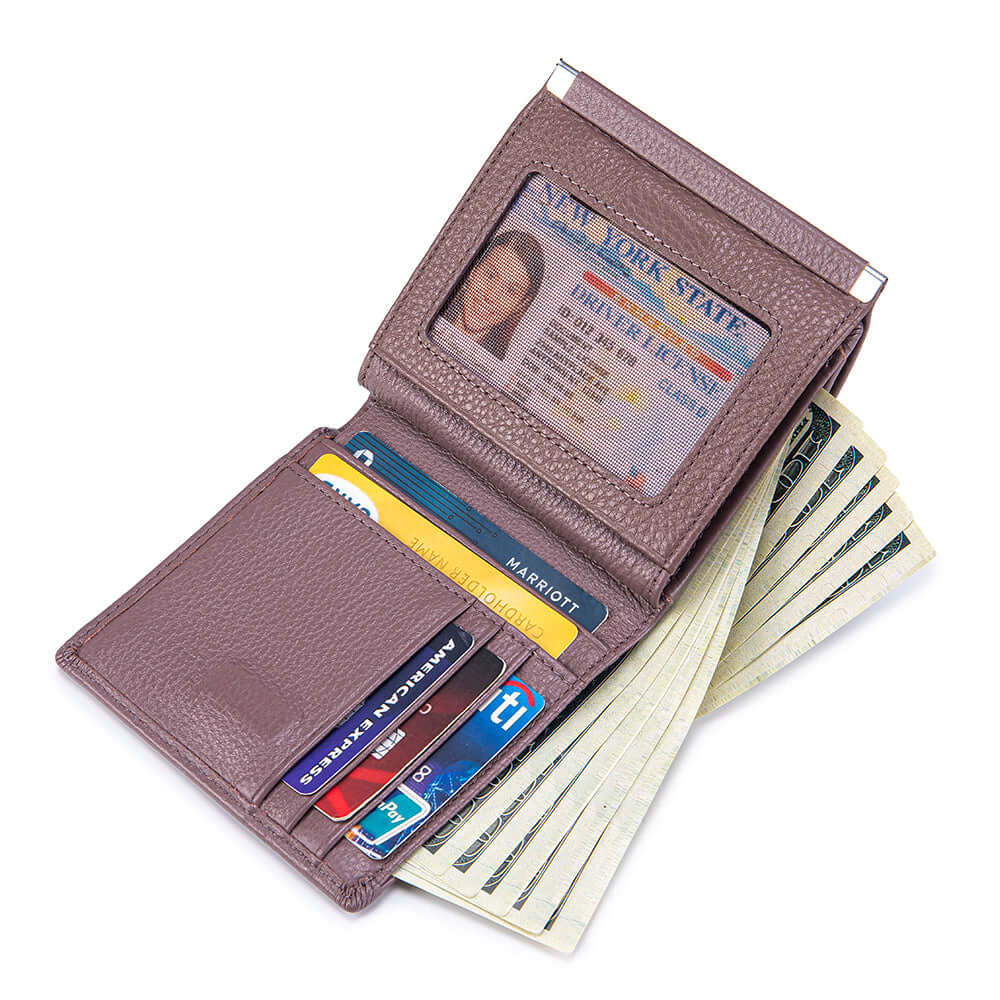 Card and ID slots inside leather wallet