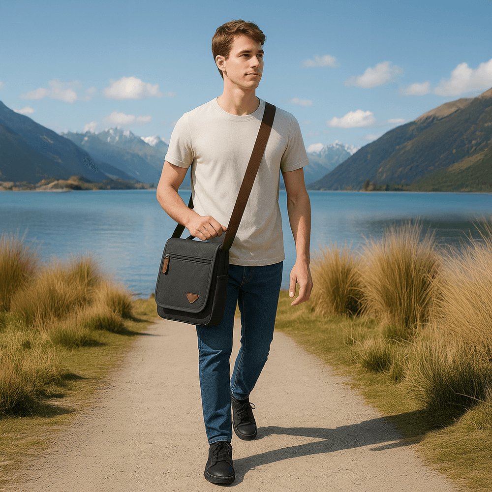 Lightweight and waterproof crossbody bag for travel and daily use.