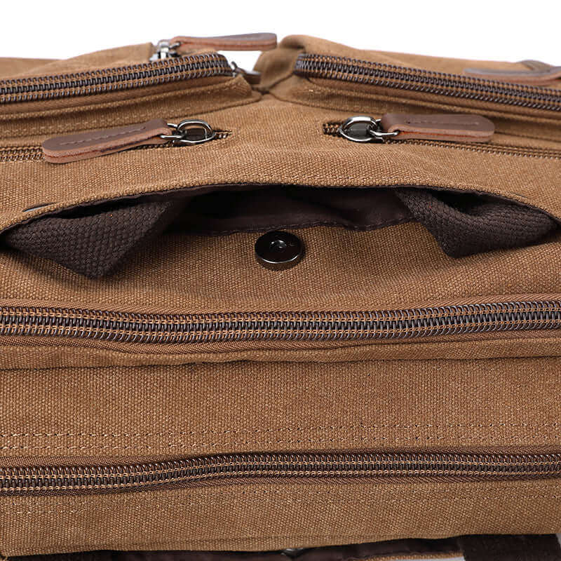 Details of the canvas 17 inch laptop bag