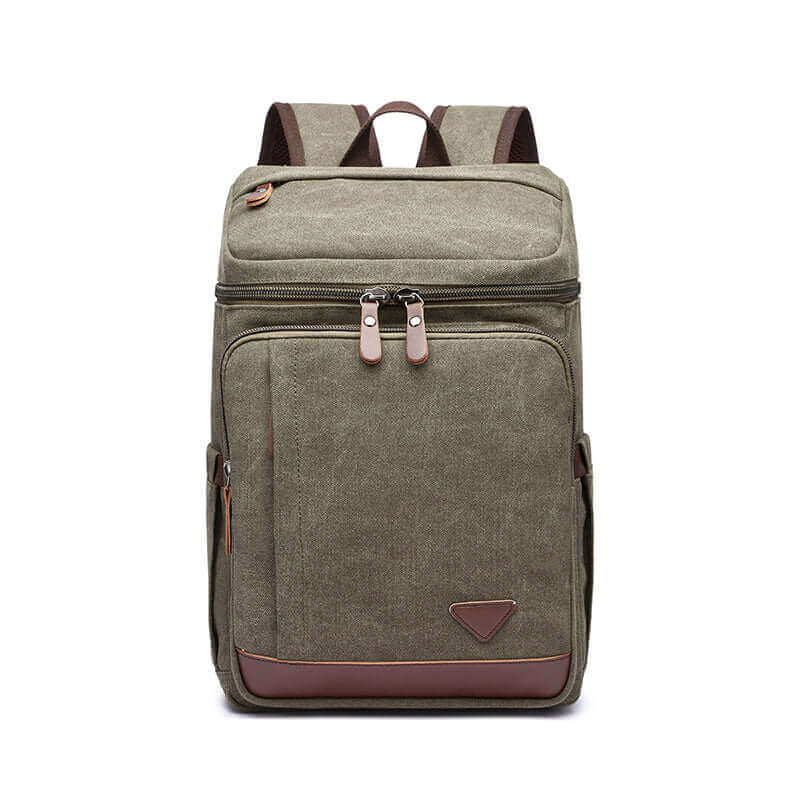 Men's canvas backpack designed to fit a 15.6-inch laptop, ideal for daily use.