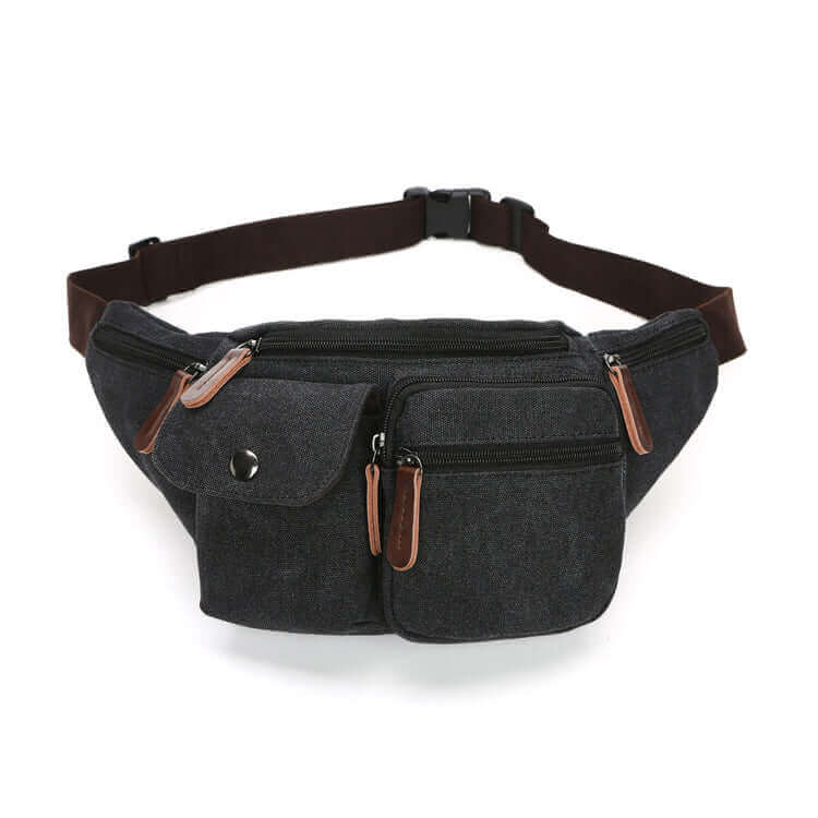 Versatile design of men's canvas bum bag in black