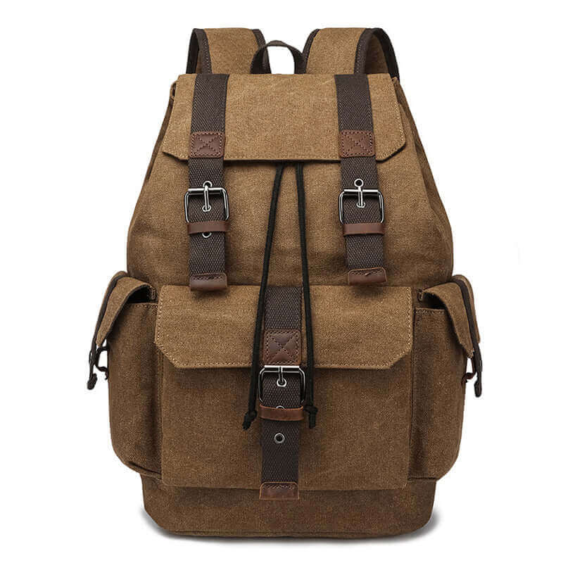 Men's canvas laptop backpack in coffee