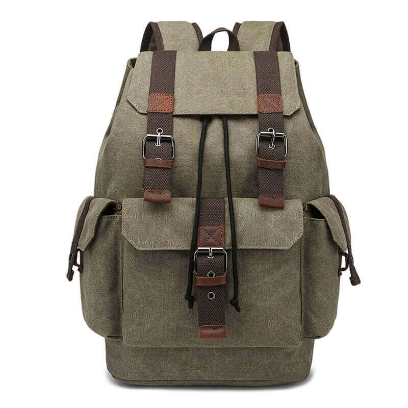 Men's canvas laptop backpack in army green