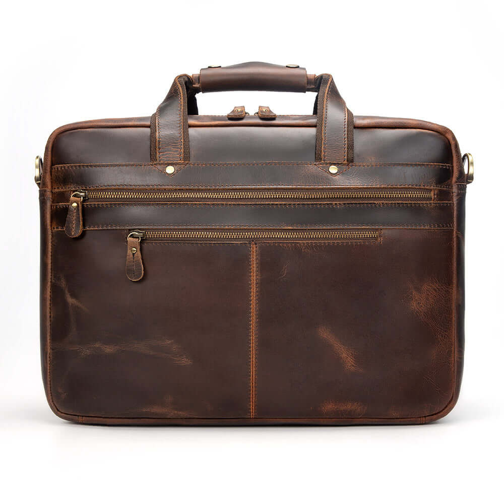 Men’s leather briefcase front view