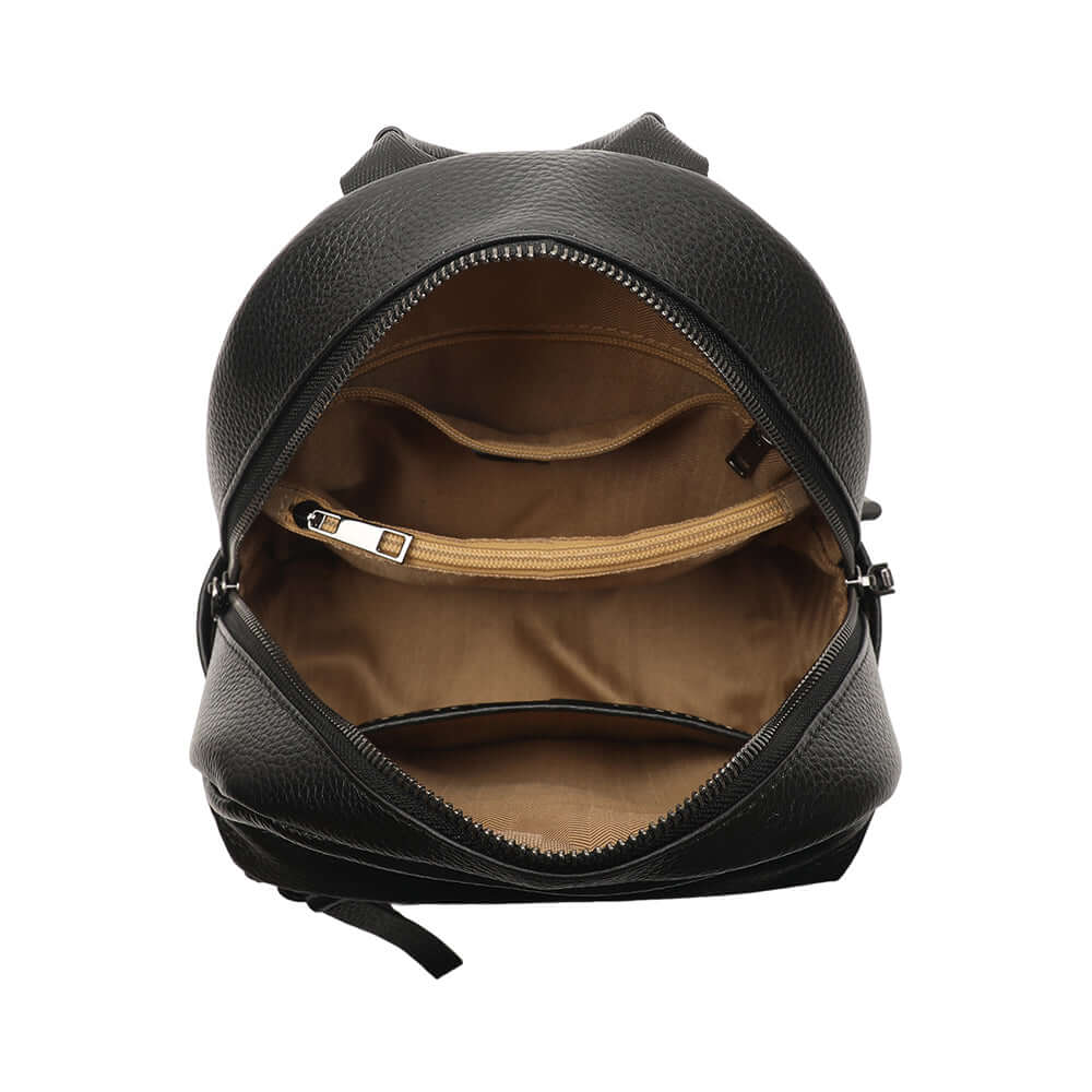 open view showing main compartment and pockets