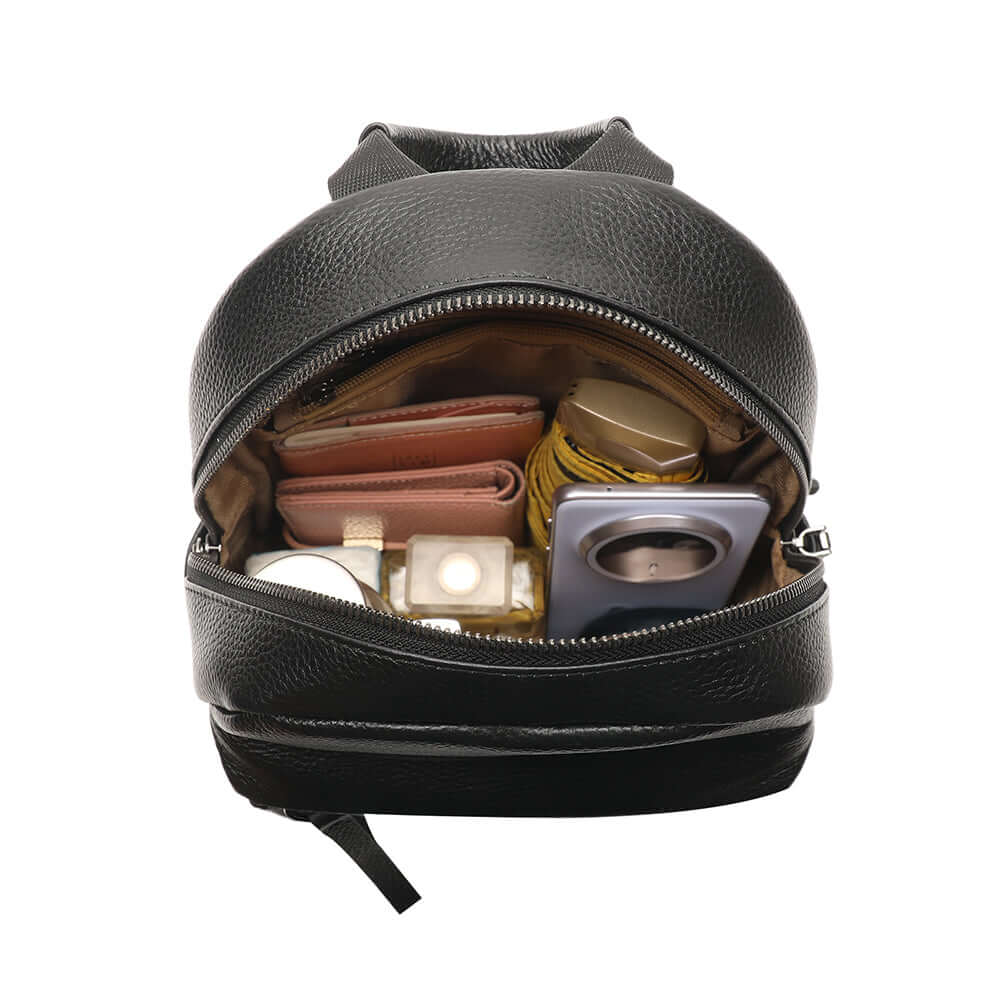 storage layout with daily items inside backpack