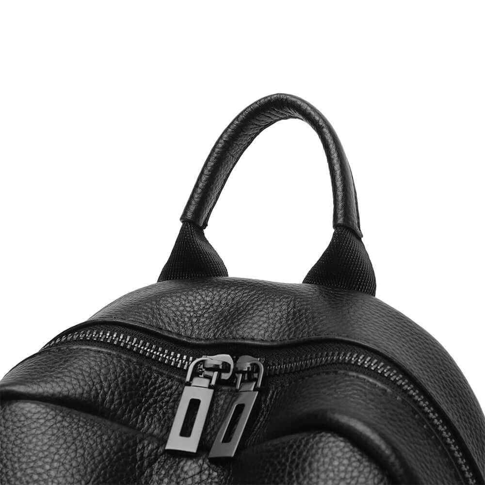 top handle design on women’s mini leather backpack