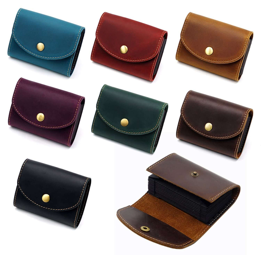 Mini genuine leather card wallet front view