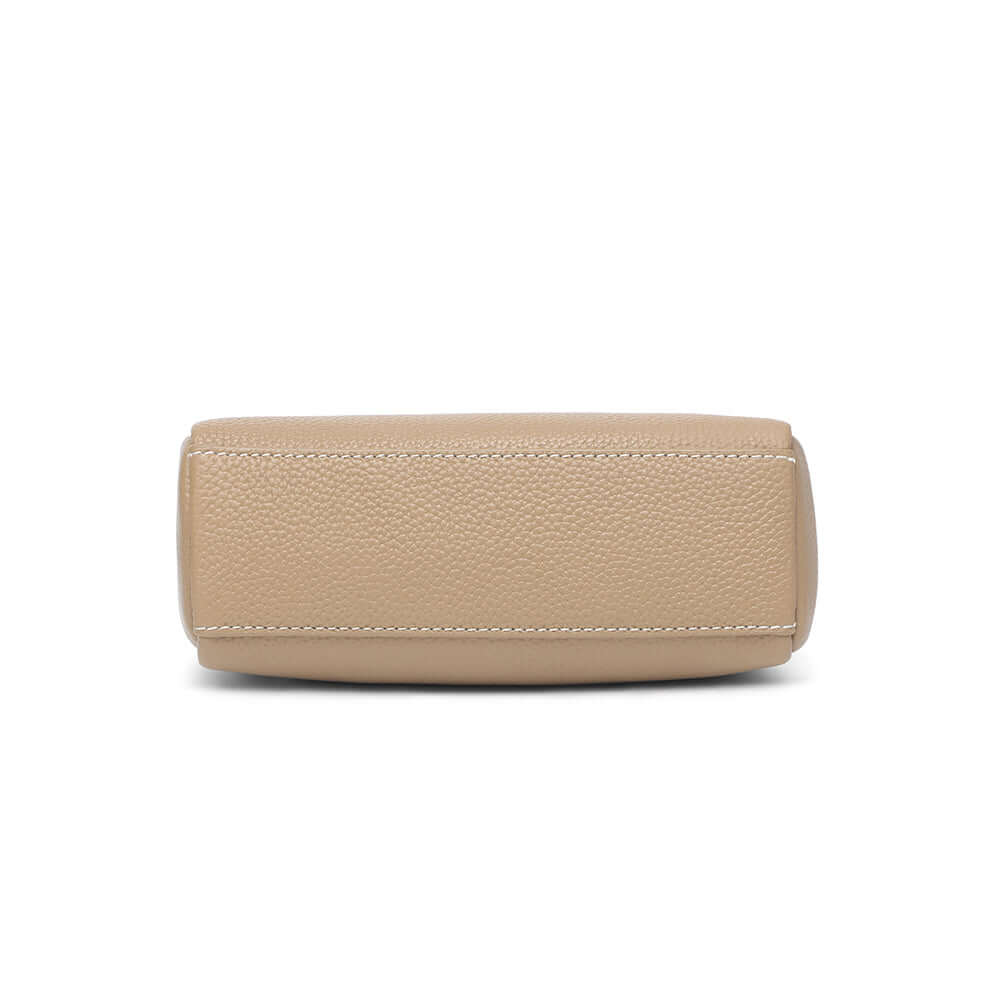 Bottom view of the mini leather bag.