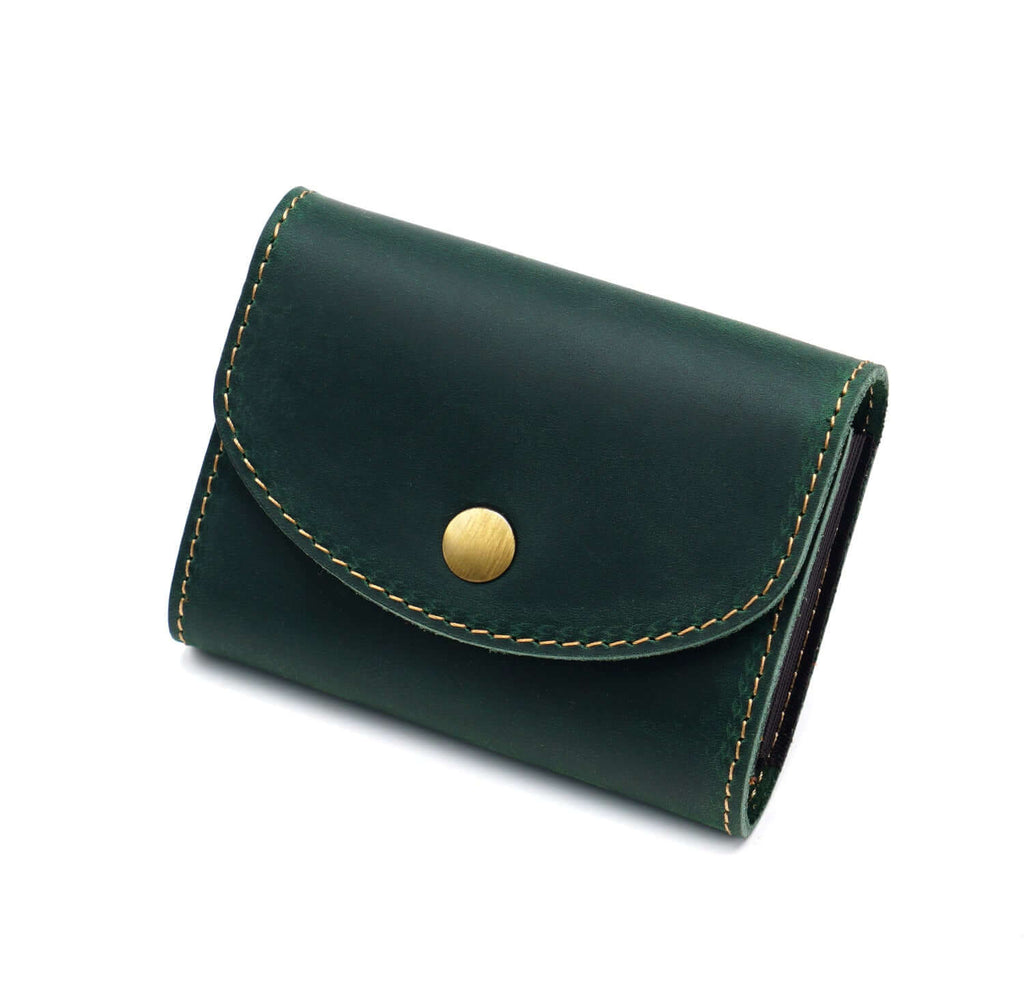 Green leather card holder wallet