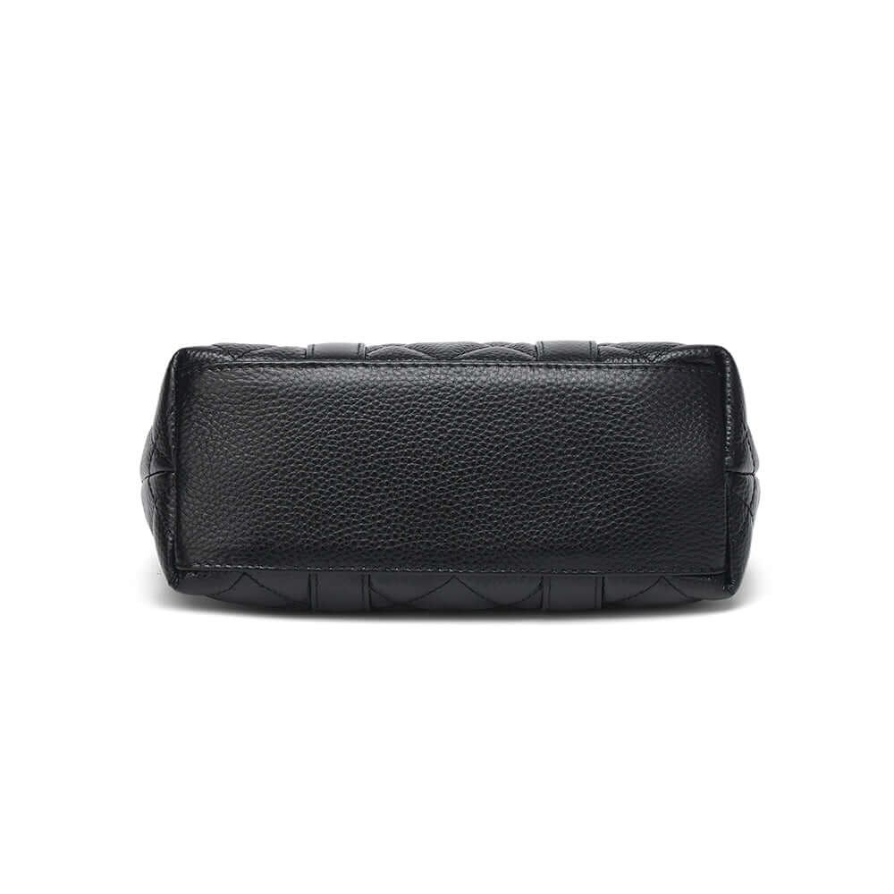 Bottom view of mini genuine leather handbag